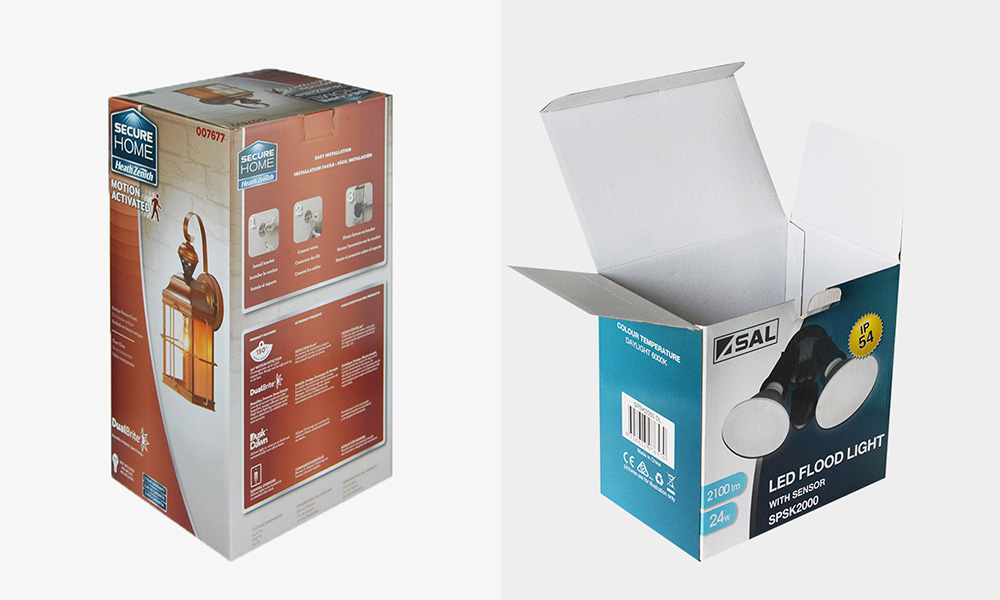 Corrugated LED rechargeable lamps packaging boxes